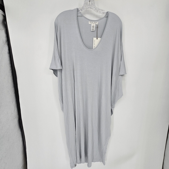 barefoot dreams lux milk jersey caftan grey tunic dress one size - Picture 2 of 7